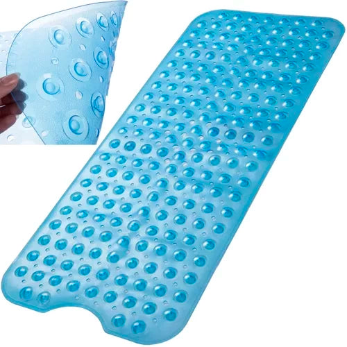 Ruhhy Antislip Badmat - 100 x 40 cm - Blauw - Met Zuignappen