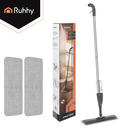 Ruhhy Spray Mop - 300ml - Met 3 Wasbare Pads - Wit/Grijs