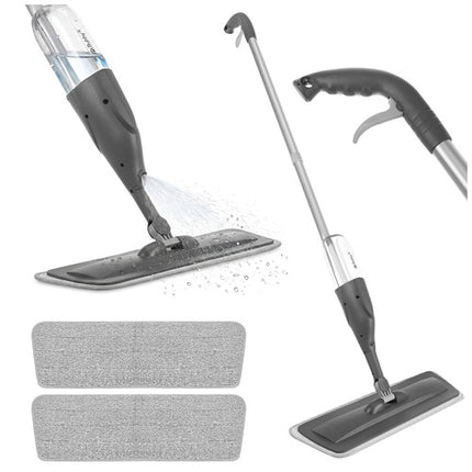 Ruhhy Spray Mop - 300ml - Met 3 Wasbare Pads - Wit/Grijs