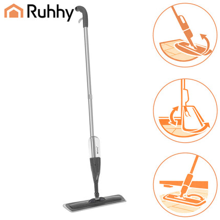 Ruhhy Spray Mop - 300ml - Met 3 Wasbare Pads - Wit/Grijs