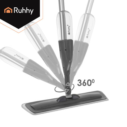 Ruhhy Spray Mop - 300ml - Met 3 Wasbare Pads - Wit/Grijs