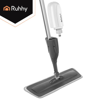 Ruhhy Spray Mop - 300ml - Met 3 Wasbare Pads - Wit/Grijs
