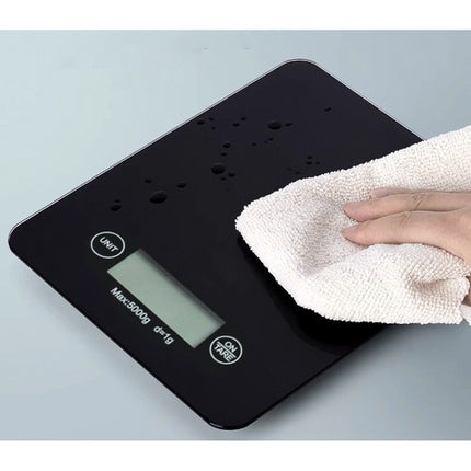 Ruhhy 24211 Platte Keukenweegschaal - 5 kg / 1 g - Gehard Glas - Zwart