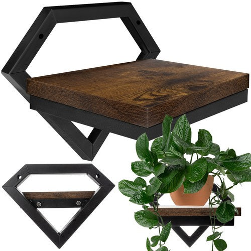 Ruhhy Wandplank Loft - Ruitvormig - 19x23x20 cm - Metaal/Hout