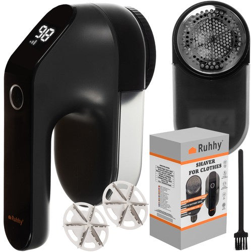 Ruhhy Draadloze Kledingontpluizer - Met 6 Mesjes & LED Display - Zwart