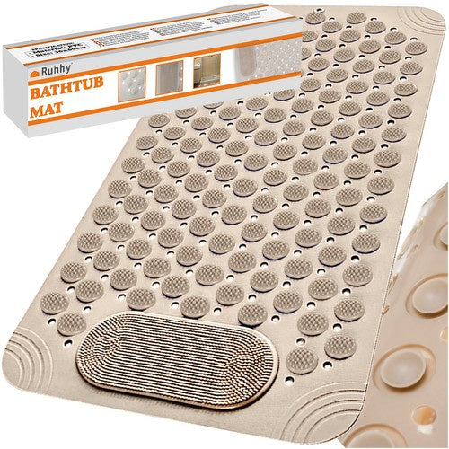 Ruhhy Antislip Badmat - 36 x 69 cm - Met Massagefunctie - Beige