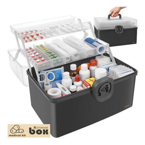 Ruhhy Medicijn Organizer - 2-laags - 32x22,5x19 cm - Grijs/Transparant
