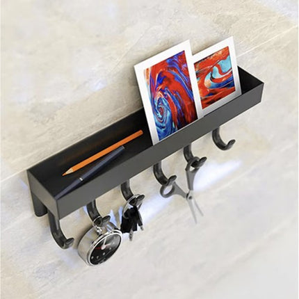 Ruhhy Wandkapstok met Legplank en Magneet - 24.5 cm - Zwart - Loft Design