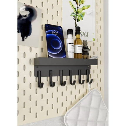 Ruhhy Wandkapstok met Legplank en Magneet - 24.5 cm - Zwart - Loft Design