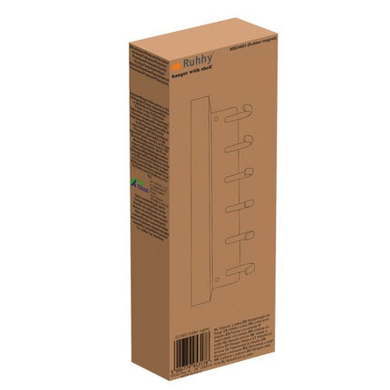 Ruhhy Wandkapstok met Legplank en Magneet - 24.5 cm - Zwart - Loft Design