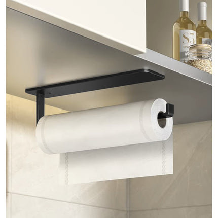 Ruhhy 24732 Keukenrolhouder - Zonder Boren - 25 cm - Metaal - Zwart