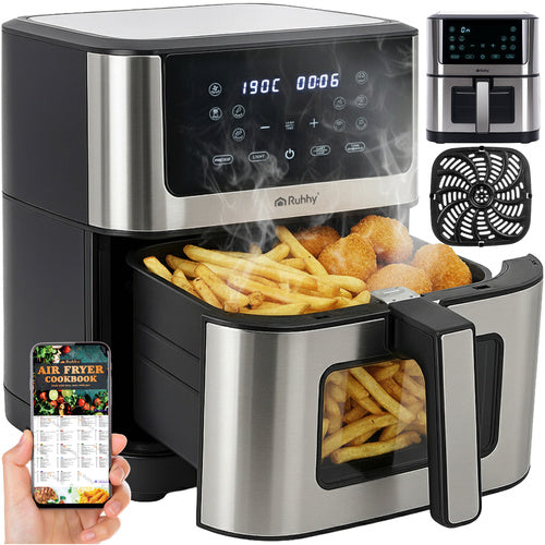 Ruhhy Airfryer XXL - 8 Liter - 1800W - Met Kijkvenster - Zwart