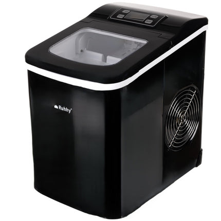 Ruhhy 25565 IJsblokjesmachine met LCD-Display en Timer - 12 kg/24u - Zwart RVS