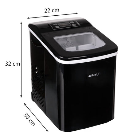 Ruhhy 25565 IJsblokjesmachine met LCD-Display en Timer - 12 kg/24u - Zwart RVS
