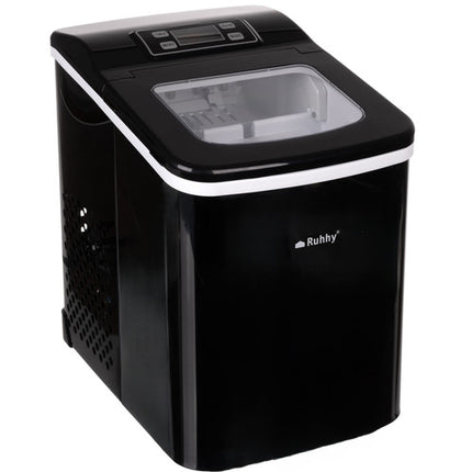 Ruhhy 25565 IJsblokjesmachine met LCD-Display en Timer - 12 kg/24u - Zwart RVS