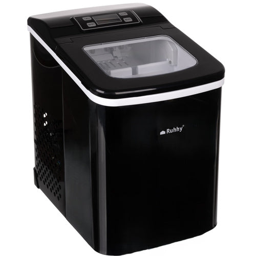 Ruhhy 25565 IJsblokjesmachine met LCD-Display en Timer - 12 kg/24u - Zwart RVS