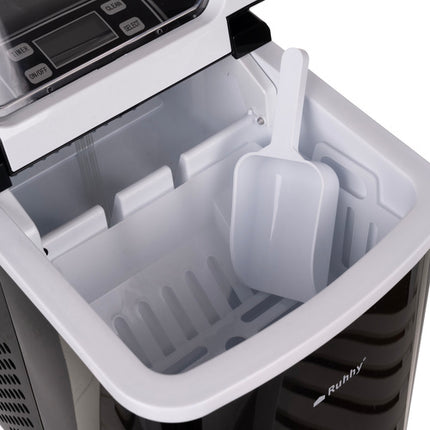 Ruhhy 25565 IJsblokjesmachine met LCD-Display en Timer - 12 kg/24u - Zwart RVS
