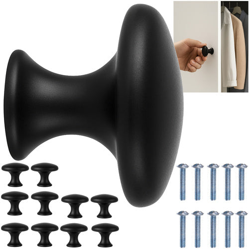 Meubelknoppen Zwart Mat – 10 Stuks | 30 mm