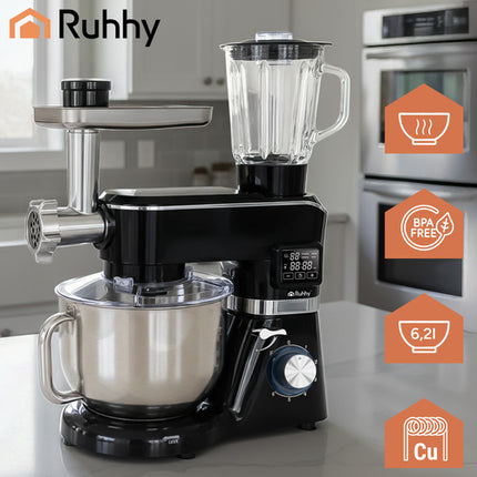 Ruhhy Keukenmachine met Verwarmde Mengkom & Blender - 2000W - Zwart