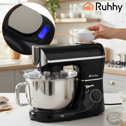 Ruhhy 25729 Planetaire Keukenmachine met Weegschaal en Verwarmde Kom - 5,5L - Zwart