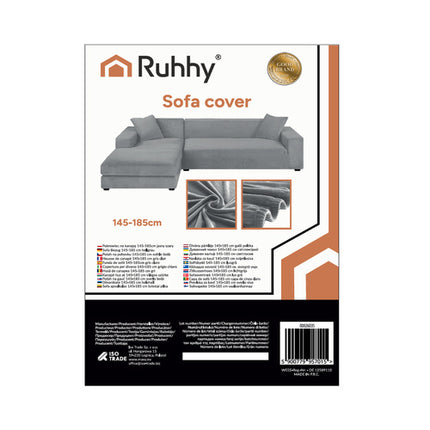 Ruhhy Bankhoes - 145-185 cm - Lichtgrijs - Fluweel