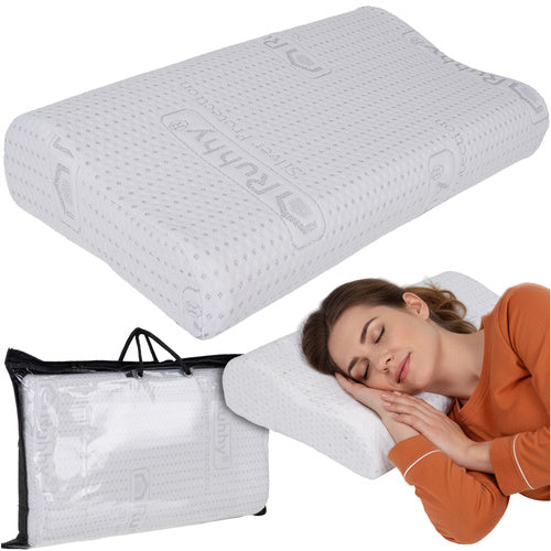 Ruhhy Ergonomisch Hoofdkussen - Memory Foam - 49 x 30 x 9.5 cm - Wit