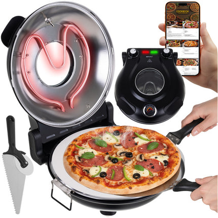 Ruhhy 26050 Elektrische Pizzaoven met Steen - 1200W - 420°C - Zwart