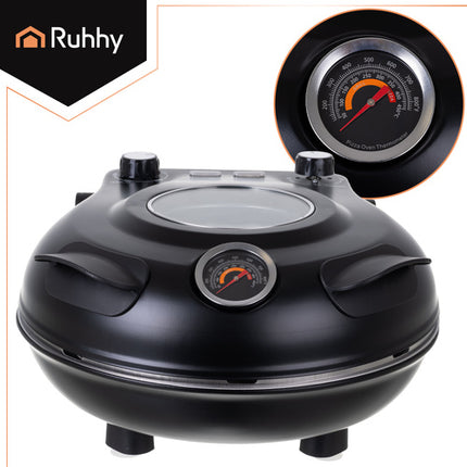 Ruhhy 26050 Elektrische Pizzaoven met Steen - 1200W - 420°C - Zwart