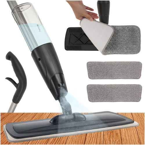 Ruhhy Spraymop - 600 ml - Inclusief 2 Microvezeldoeken - Grijs/Wit