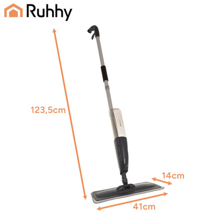 Ruhhy Spraymop - 600 ml - Inclusief 2 Microvezeldoeken - Grijs/Wit