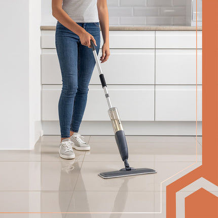 Ruhhy Spraymop - 600 ml - Inclusief 2 Microvezeldoeken - Grijs/Wit