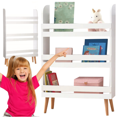 Ruhhy Kinderspeelgoed- en Boekenrek - 3 Niveaus - 95 cm - Wit