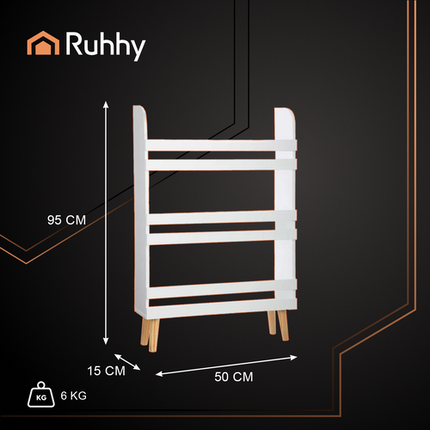 Ruhhy Kinderspeelgoed- en Boekenrek - 3 Niveaus - 95 cm - Wit
