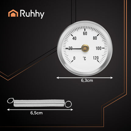 Ruhhy Bimetallische Buisthermometer - 0-120°C - Precisie Meetinstrument