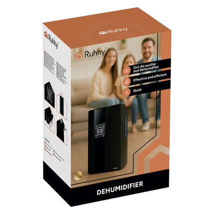 Ruhhy Luchtontvochtiger & Luchtreiniger - 2-in-1 - 2000 ml - Zwart
