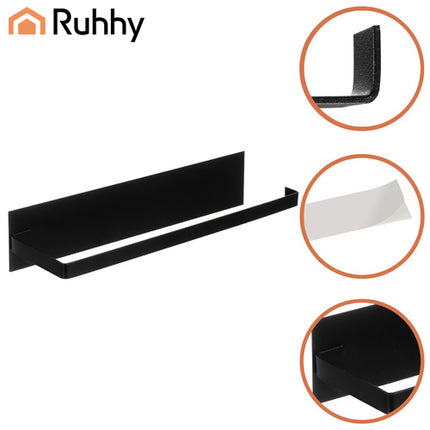Ruhhy 26798 Keukenrolhouder - Zonder Boren - 25 cm - Metaal - Zwart