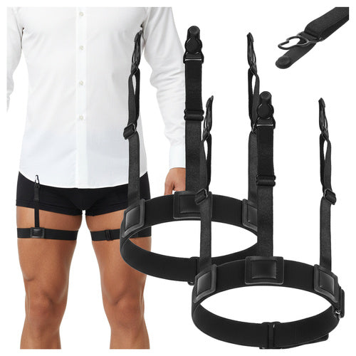 Ruhhy Shirt-Houders - Set van 2 - Verstelbaar - Zwart