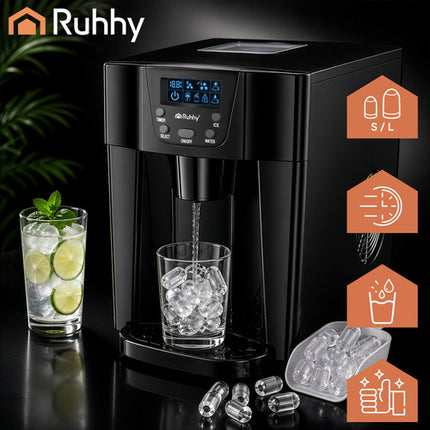 Ruhhy Ijsblokjesmachine - 12 kg/24u - 3 Liter - LCD - Zwart
