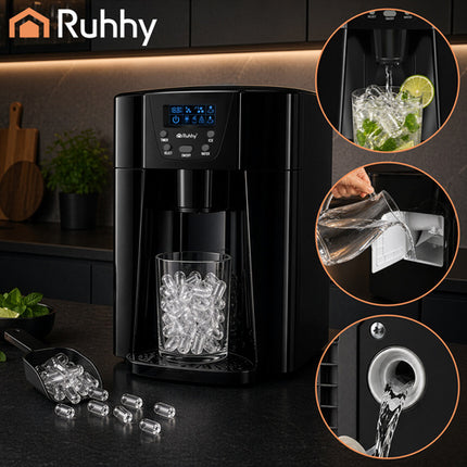 Ruhhy Ijsblokjesmachine - 12 kg/24u - 3 Liter - LCD - Zwart