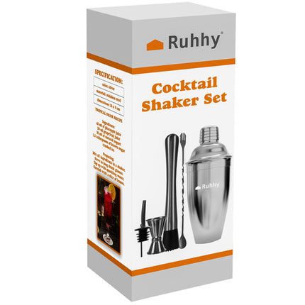Ruhhy Cocktail Shaker Set - 6-Delig - RVS - 700 ml