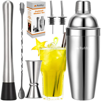 Ruhhy Cocktail Shaker Set - 6-Delig - RVS - 700 ml