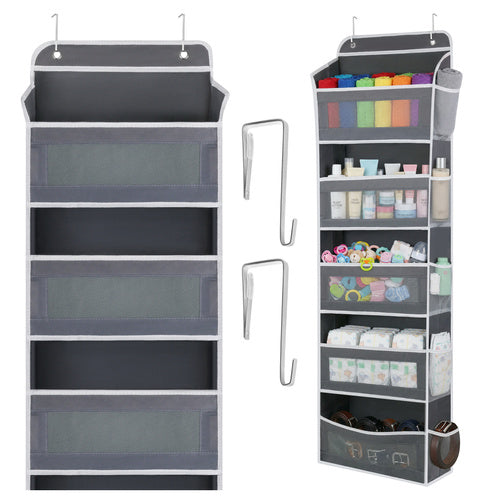 Ruhhy Hangende Deur Organizer - 5 Planken - Met Opbergvakken - Grijs/Wit