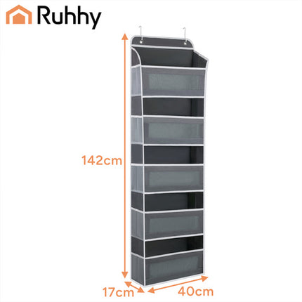 Ruhhy Hangende Deur Organizer - 5 Planken - Met Opbergvakken - Grijs/Wit