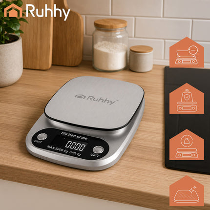 Ruhhy Digitale Keukenweegschaal - 5kg - 0,1g - RVS - Met Tarra