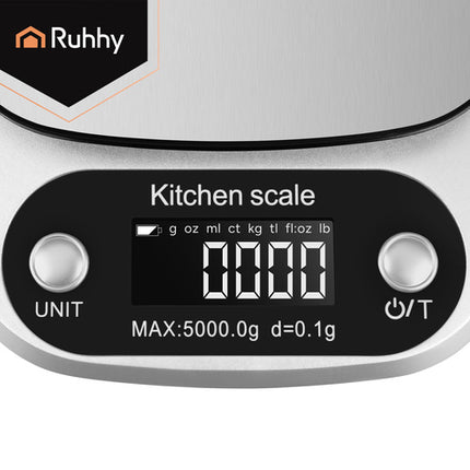 Ruhhy Digitale Keukenweegschaal - 5kg - 0,1g - RVS - Met Tarra