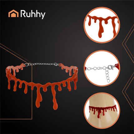 Ruhhy Halloween Choker - Bloedige Ketting - Verstelbaar - Rood