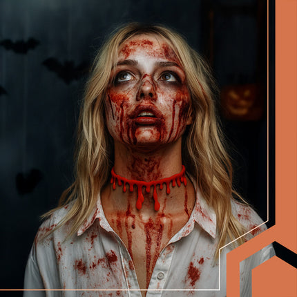 Ruhhy Halloween Choker - Bloedige Ketting - Verstelbaar - Rood
