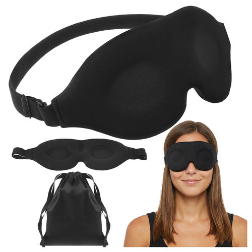 Ruhhy 3D Slaapmasker - Verstelbaar - Met Memory Foam - Zwart