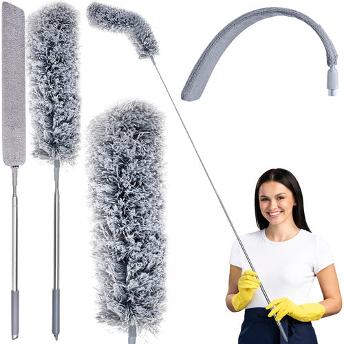 Ruhhy Telescopische Stofwisser - 250 cm - Met 2 Opzetstukken - Grijs/Zilver