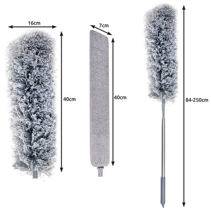 Ruhhy Telescopische Stofwisser - 250 cm - Met 2 Opzetstukken - Grijs/Zilver